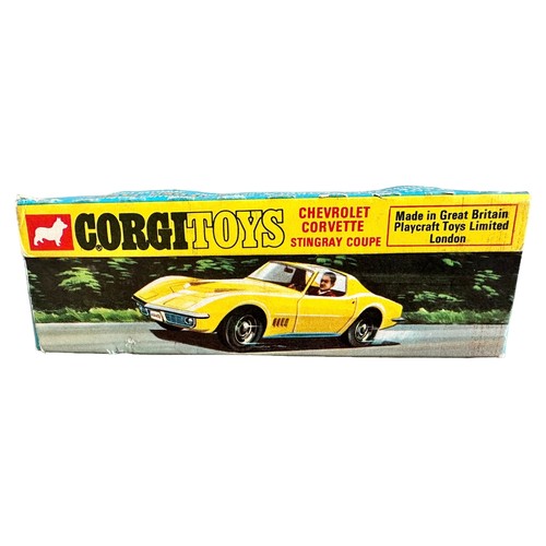 165 - Corgi Chevrolet Corvette Stingray No. 300, generally excellent in good plus window box, green (vacum... 