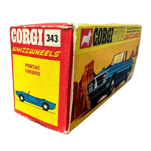 282 - Corgi Pontiac Firebird No. 343, generally excellent in good plus window box, silver with red interio... 