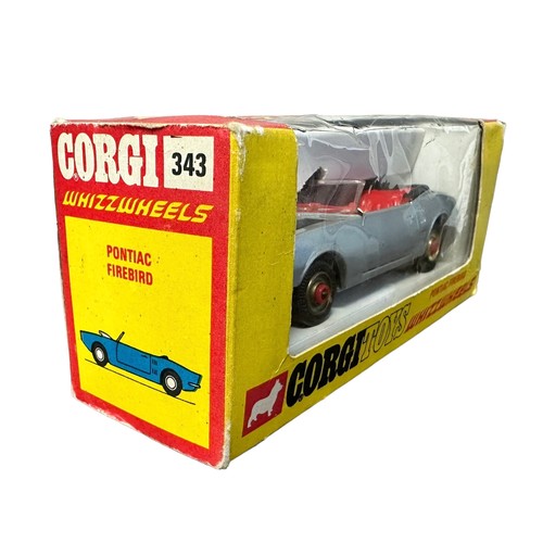 282 - Corgi Pontiac Firebird No. 343, generally excellent in good plus window box, silver with red interio... 