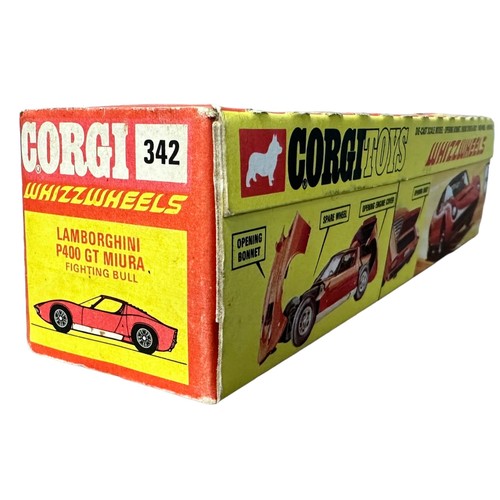 281 - Corgi Whizzwheels Lamborghini Muira No. 342, generally excellent in good plus window box, red with w... 