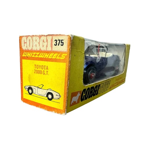 290 - Corgi Toyota 2000 GT No. 375, good plus to good in good plus box (fading & mottling), purple with cr... 