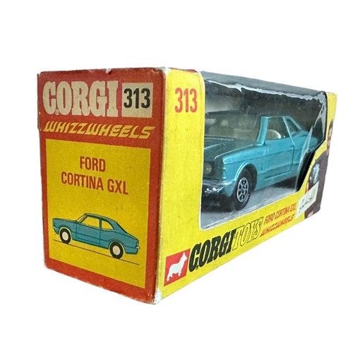 278 - Corgi Whizzwheels Ford Cortina GXL No. 313, generally excellent in good plus to good Graham Hill win... 