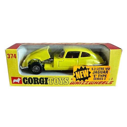 289 - Corgi Whizzwheels Jaguar E Type 5.3 Litre V12 series 3 2+2 No. 374, generally excellent in excellent... 