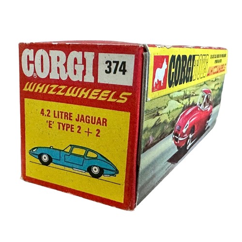 289 - Corgi Whizzwheels Jaguar E Type 5.3 Litre V12 series 3 2+2 No. 374, generally excellent in excellent... 