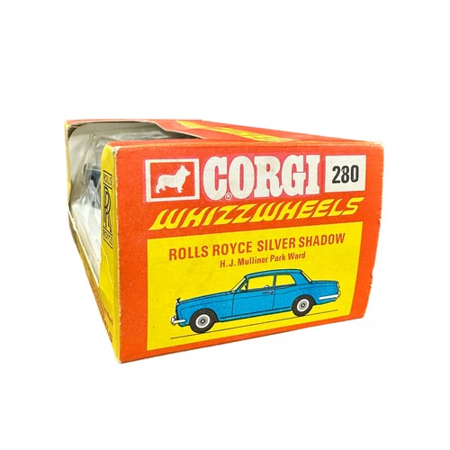 269 - Corgi Whizzwheels Rolls Royce Silver Shadow two-tone silver and blue with tan interior No. 280 and B... 