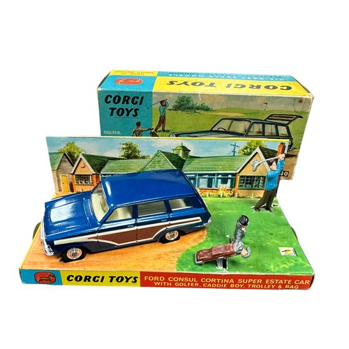 219 - Corgi Ford Consul Cortina metallic blue No. 440, generally excellent in good plus box and inner pict... 