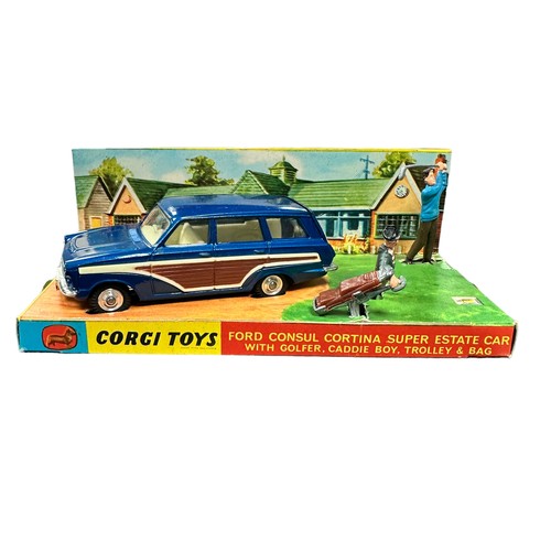 219 - Corgi Ford Consul Cortina metallic blue No. 440, generally excellent in good plus box and inner pict... 