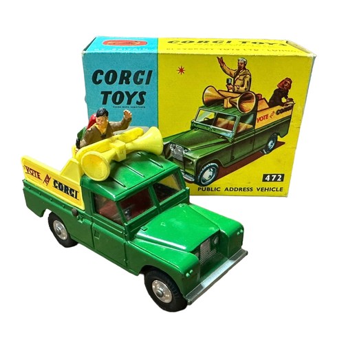 228 - Corgi Public Address vehicle No. 472, generally excellent in good plus box (small tear to one end fl... 