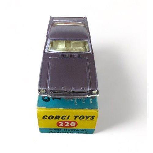 185 - Corgi Ford Mustang Fastback 2+2 No. 320, generally excellent in excellent to good plus blue and yell... 