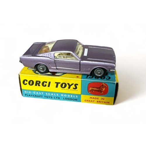 185 - Corgi Ford Mustang Fastback 2+2 No. 320, generally excellent in excellent to good plus blue and yell... 