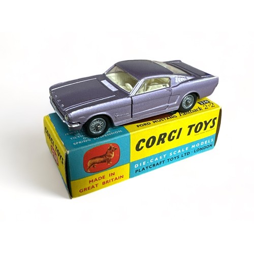 185 - Corgi Ford Mustang Fastback 2+2 No. 320, generally excellent in excellent to good plus blue and yell... 