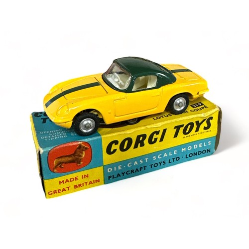 183 - Corgi Lotus Elan Coupe No. 319, generally excellent in  good
plus blue and yellow box, green with ye... 