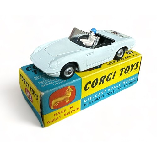 182 - Corgi Lotus Elan S2 No. 318, generally excellent in good plus blue and yellow box, white with boot d... 