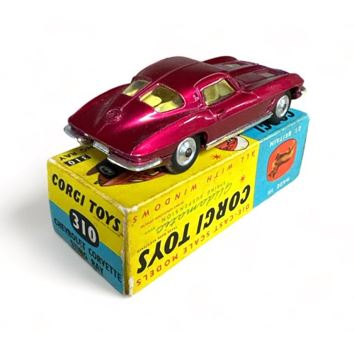 176 - Corgi Chevrolet Corvette Stingray No. 310, generally excellent in good plus box (edge wear, some mot... 