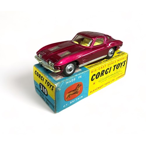 176 - Corgi Chevrolet Corvette Stingray No. 310, generally excellent in good plus box (edge wear, some mot... 