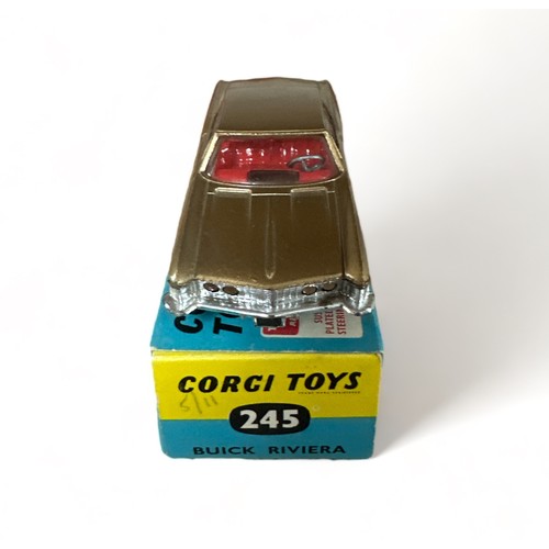 142 - Corgi Buick Riviera No. 245, generally excellent in excellent box (pencil mark 5/11 to one end flap)... 