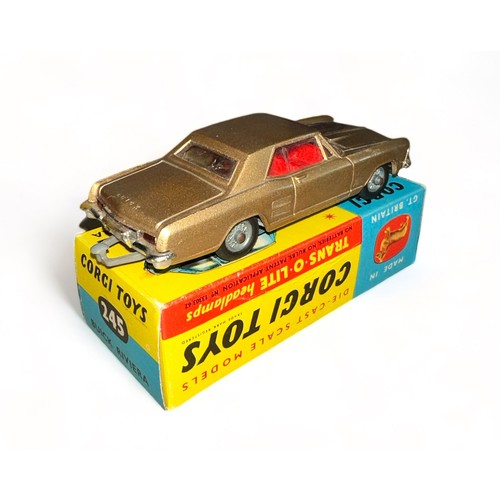 142 - Corgi Buick Riviera No. 245, generally excellent in excellent box (pencil mark 5/11 to one end flap)... 