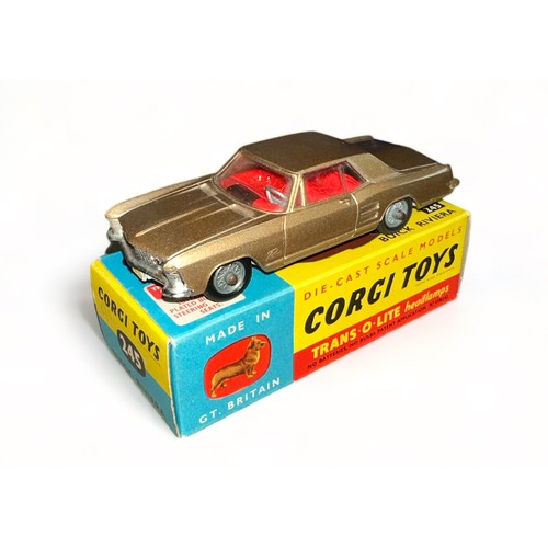 142 - Corgi Buick Riviera No. 245, generally excellent in excellent box (pencil mark 5/11 to one end flap)... 