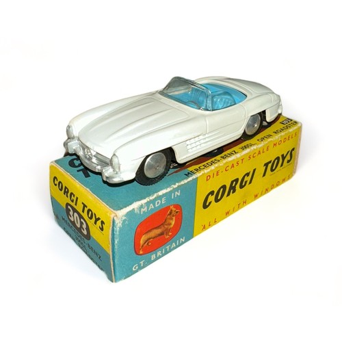 169 - Corgi Mercedes-Benz 300SL No. 303, generally excellent in  good plus blue and yellow box (edge wear ... 