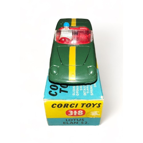 181 - Corgi Lotus Elan S2 No. 318, generally excellent in good plus blue and yellow box, green with yellow... 