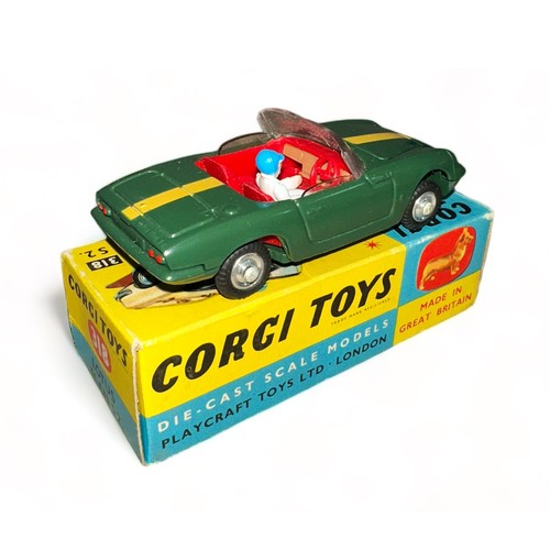 181 - Corgi Lotus Elan S2 No. 318, generally excellent in good plus blue and yellow box, green with yellow... 