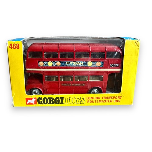 227 - Corgi London Transport Routemaster bus Outspan No. 468, generally excellent in good plus window box ... 