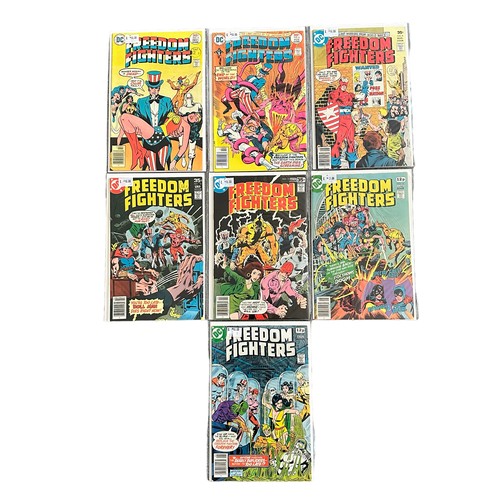 520 - Freedom fighters: 1970s Nos 5, 6, 9, 12, 13, 14, 15: All 7 copies bagged & boarded, NM.