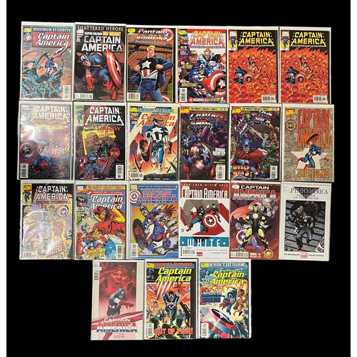 563 - Selection of Marvel Comics Captain America Titles see picture. All 21 Comics bagged & boarded, NM.