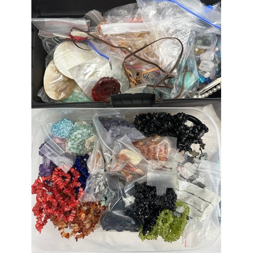 67 - A large assortment of loose and strung beads, cultured pearls, gemstones and other jewellery making ... 