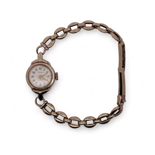 69 - Cudax ladies 9ct gold 17 jewel cocktail watch on a hallmarked 9ct gold bracelet. Silvered dial with ... 