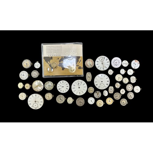 75 - A collection of vintage watch movements (44), to include Omega, Waltham, Cyma, Buren and others.

Pl... 