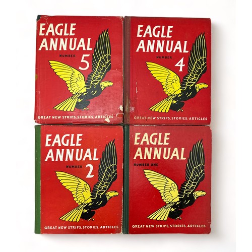 612 - Eagle Annuals Numbers 1, 2, 4, and 5, spines all intact some rubbing to edges otherwise nice clean c... 