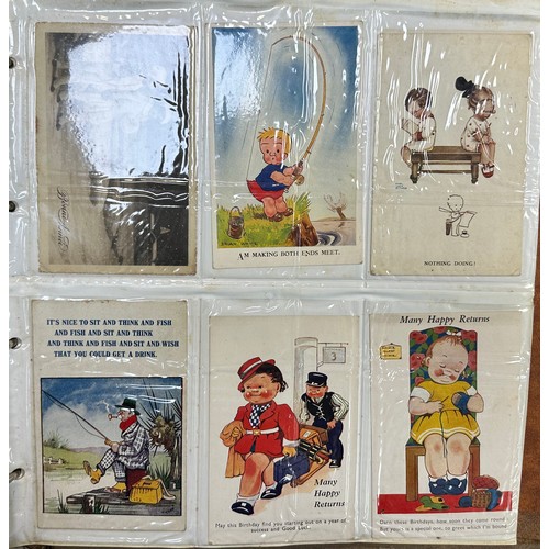 409 - An early to mid 20th Century range of postcards (198) in an an album, in mixed condition, with stree... 