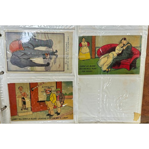 409 - An early to mid 20th Century range of postcards (198) in an an album, in mixed condition, with stree... 