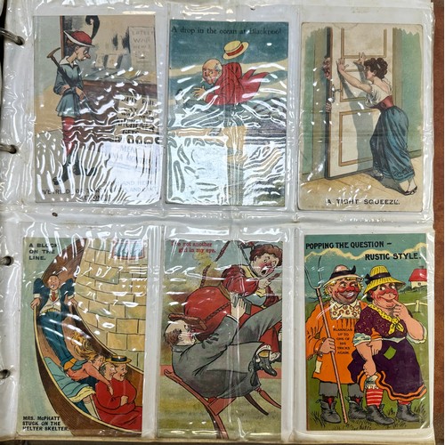 409 - An early to mid 20th Century range of postcards (198) in an an album, in mixed condition, with stree... 