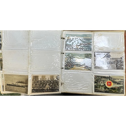 409 - An early to mid 20th Century range of postcards (198) in an an album, in mixed condition, with stree... 