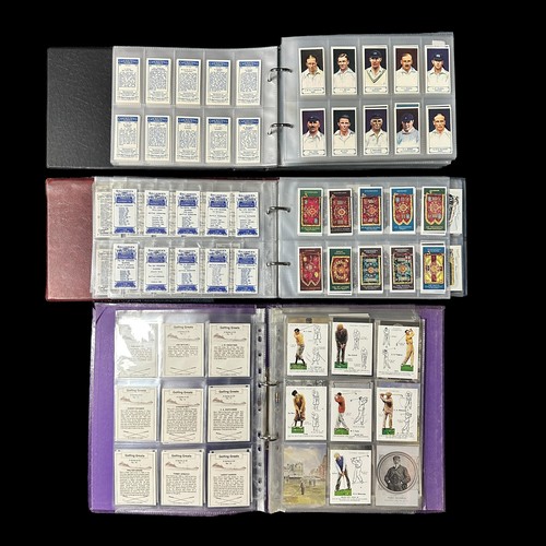 291 - Collection of mainly reproduction cigarette cards in 3 albums and a small box, mainly sleeved sets.