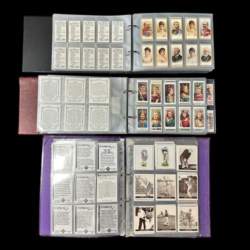 291 - Collection of mainly reproduction cigarette cards in 3 albums and a small box, mainly sleeved sets.