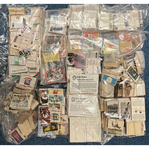 Large collection of cigarette and trade cards in banded sets?/part sets ...