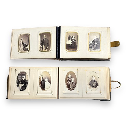 411 - A collection of Victorian photographic cabinet cards / Cartes de Visite, with 151 cards in 3 contemp... 