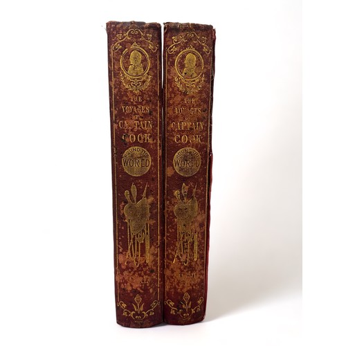 428 - COOK (James).  The Voyages of Captain James Cook Round the World, 2 volumes, publisher John Tallis, ... 