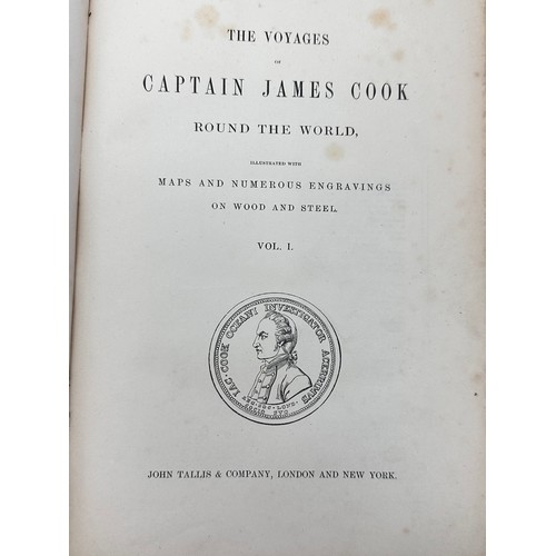 428 - COOK (James).  The Voyages of Captain James Cook Round the World, 2 volumes, publisher John Tallis, ... 