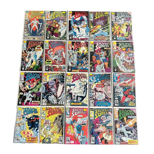 572 - Marvel Comics Silver Surfer 1980s Nos 21-34, 36-42, 47, 49, 51-61, 63-68: All 40 comics are bagged &... 