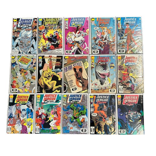 473 - DC Comics Justice League Europe 1990s Nos 1-50: All 50 comics are bagged & boarded, NM.