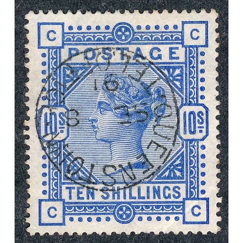 173 - 1883-1884 5/ Red-Rose wmk anchor SG 180 (Queenstown, Co. Cork) and 10/ Ultramarine wmk anchor SG 183... 