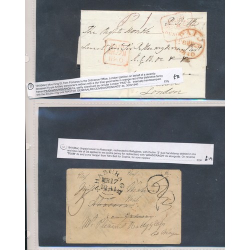 91 - Ireland, interesting early QV cover collection, to include; 1840 (April) Entire to London Bagenalsto... 