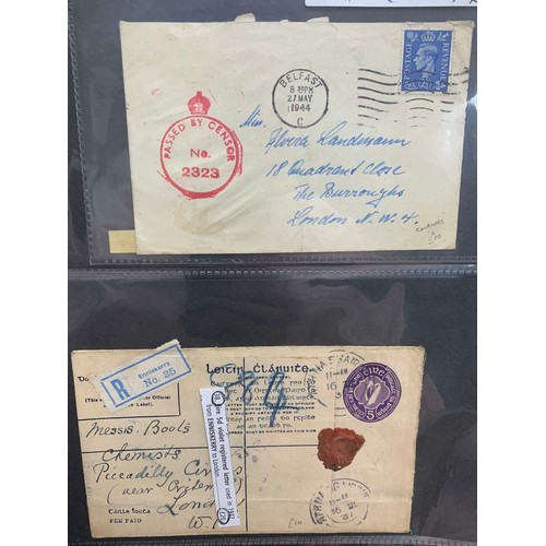 99 - Ireland, interesting Four Kings  to QEII cover collection in binder, including Airmail, Paquebot and... 