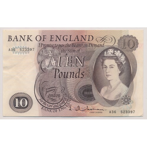 239 - GB Banknotes range (8) with O'Brien £1 L82K, S79, 10/- N41Y, A29, Hollom £10 A36, £5 N20, £1 D02U, 1... 