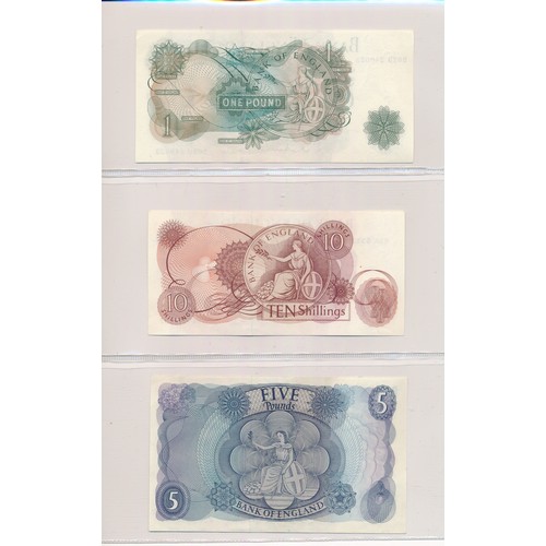 239 - GB Banknotes range (8) with O'Brien £1 L82K, S79, 10/- N41Y, A29, Hollom £10 A36, £5 N20, £1 D02U, 1... 