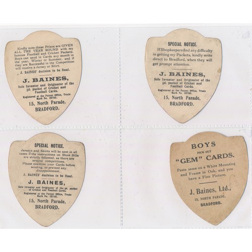 333 - Baines trade cards, Shield shaped Rugby cards (8), with Prestwich, Barrow, Newport, Dewsbury, Shankh... 